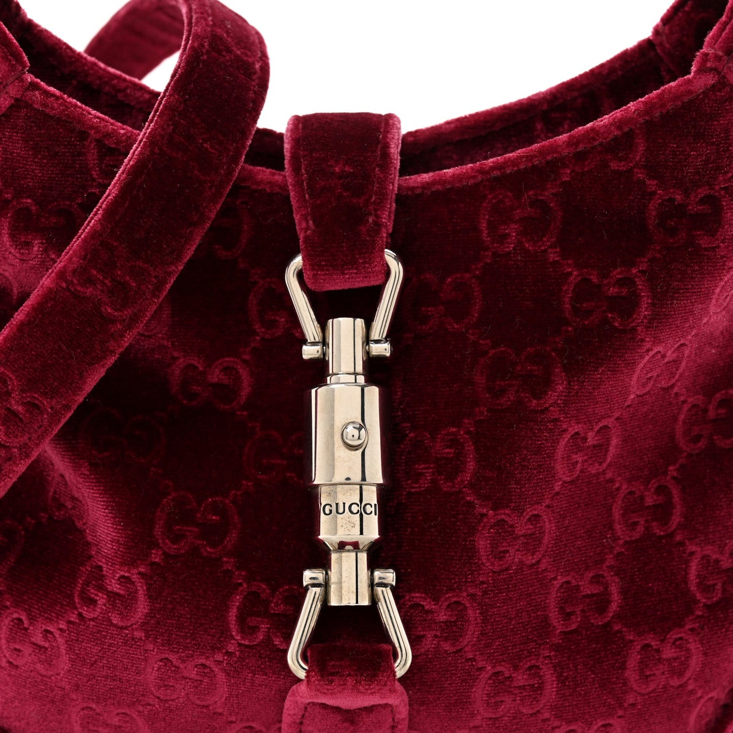 New Velvet Ashmir GG Monogram Small Jackie 1961 Hobo Red