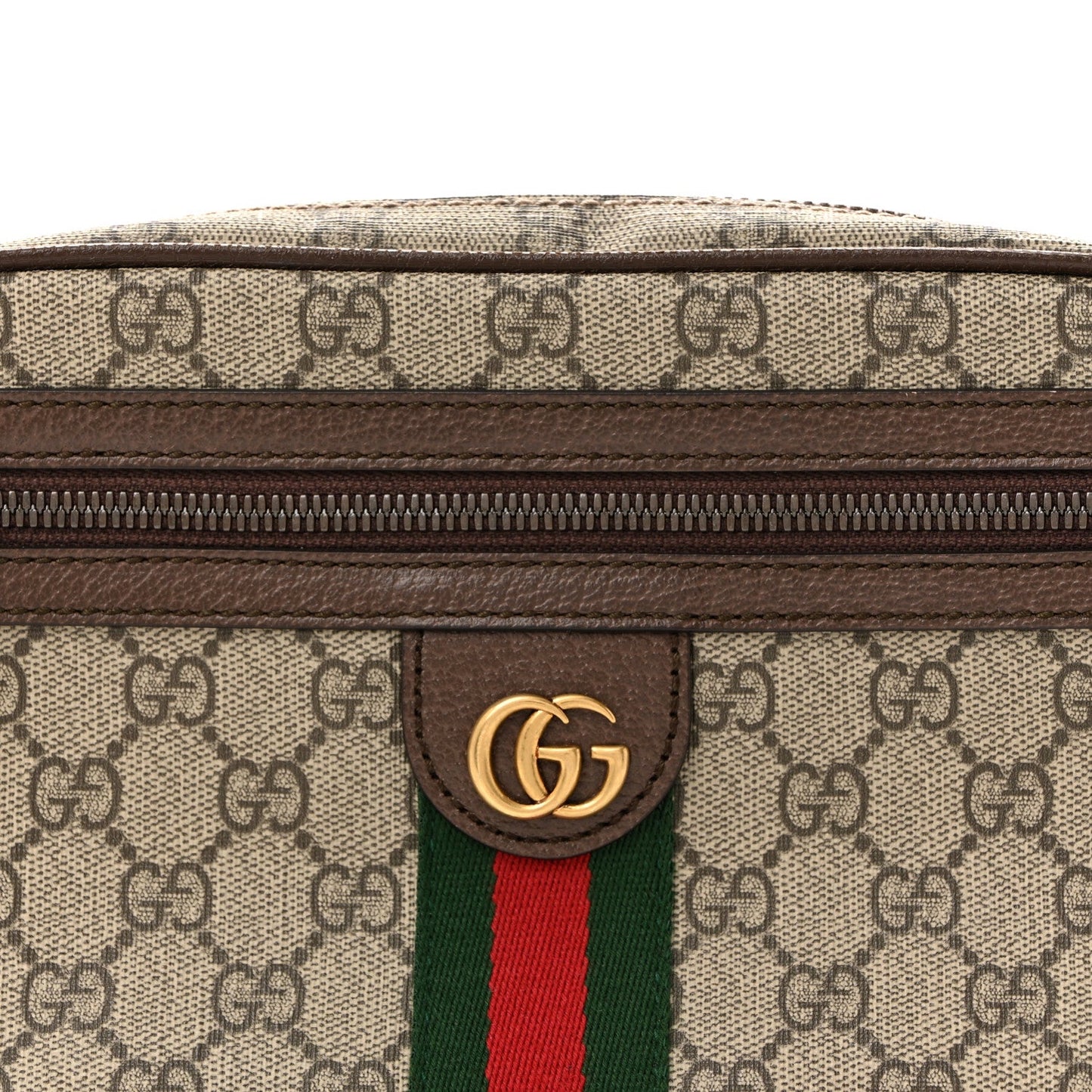 Soft GG Supreme Monogram Medium Ophidia Belt Bag Dark Brown