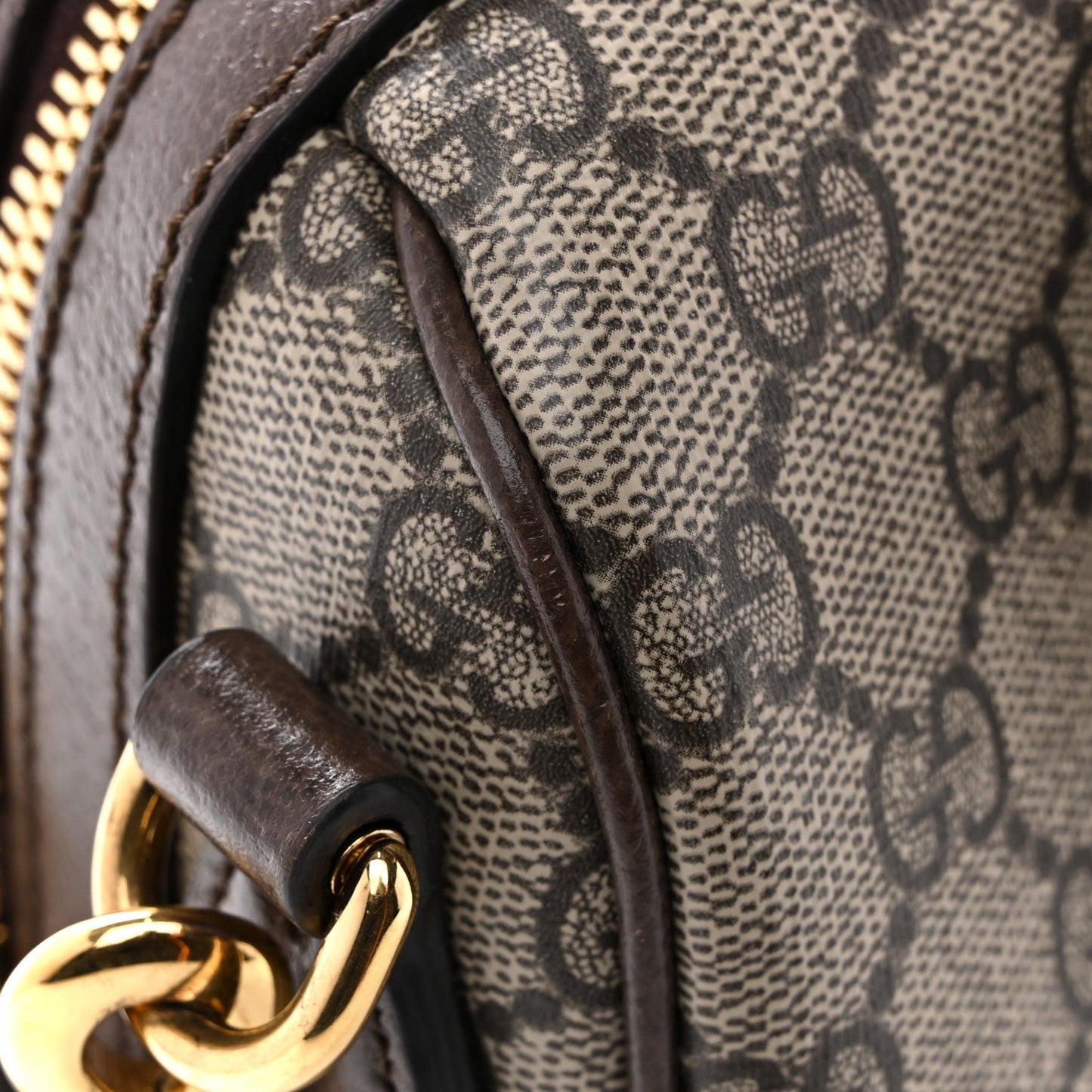 GG Supreme Monogram Web Small Ophidia Top Handle Bag Beige Ebony