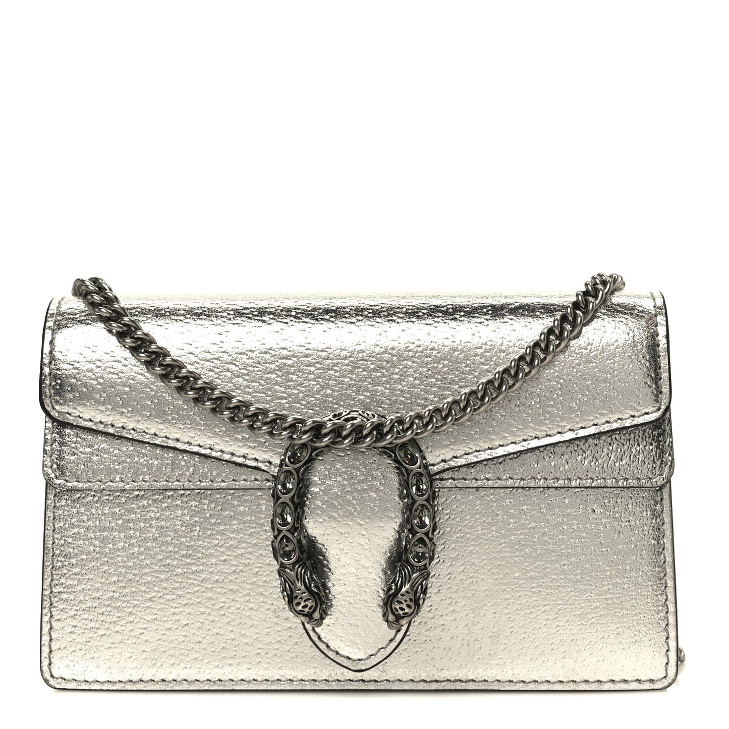 Metallic Calfskin Super Mini Dionysus Shoulder Bag Silver