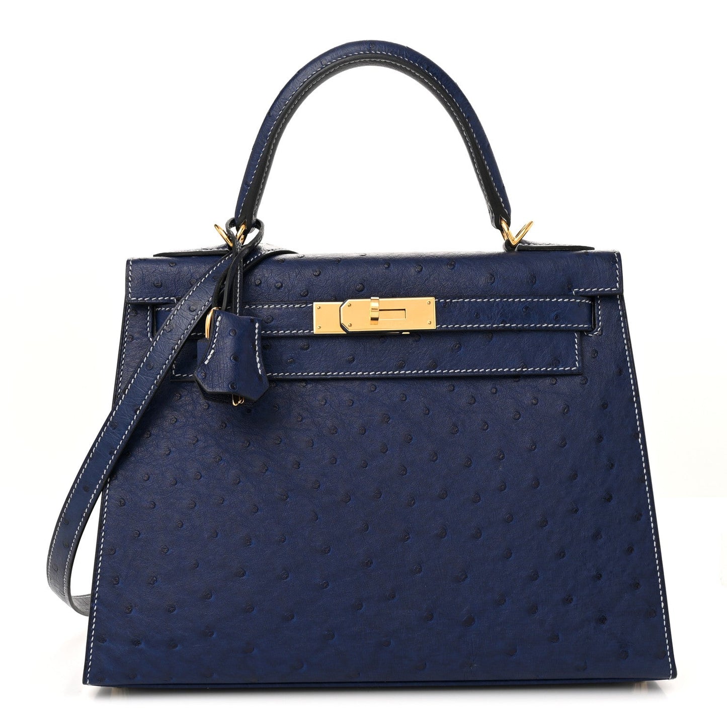 Ostrich Horseshoe Kelly Sellier 28 Bleu Iris