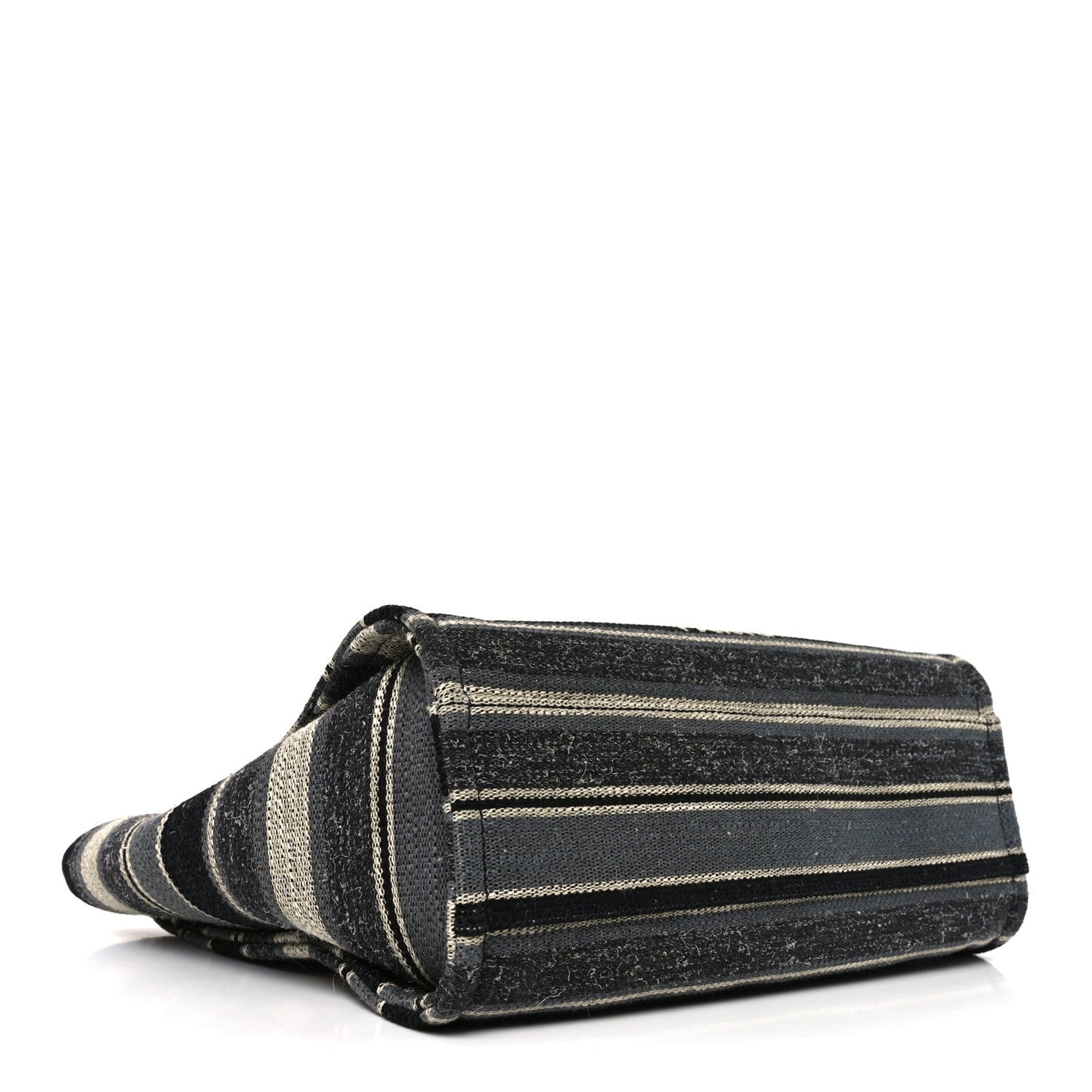 Striped Canvas Small Deauville Tote Dark Grey