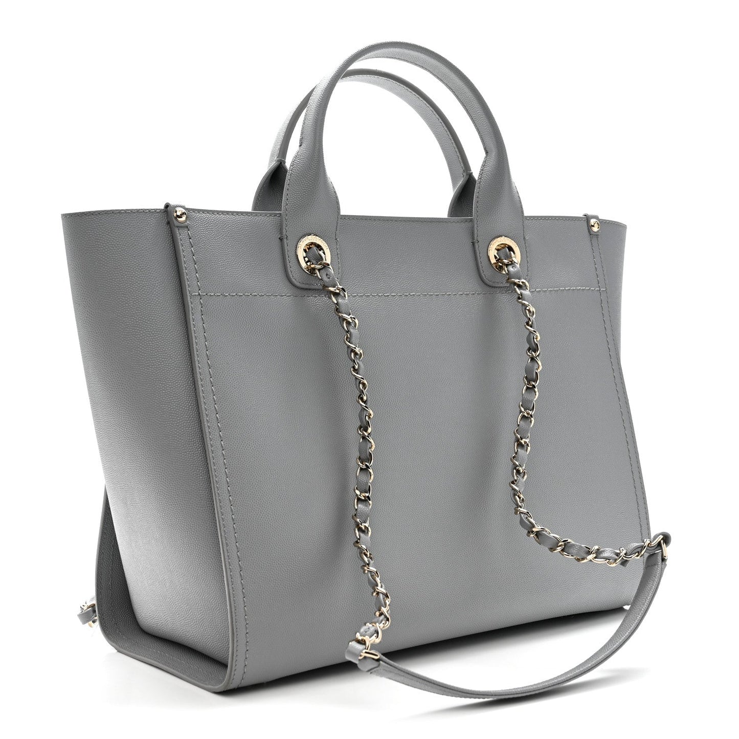 Caviar Studded Medium Deauville Tote Grey