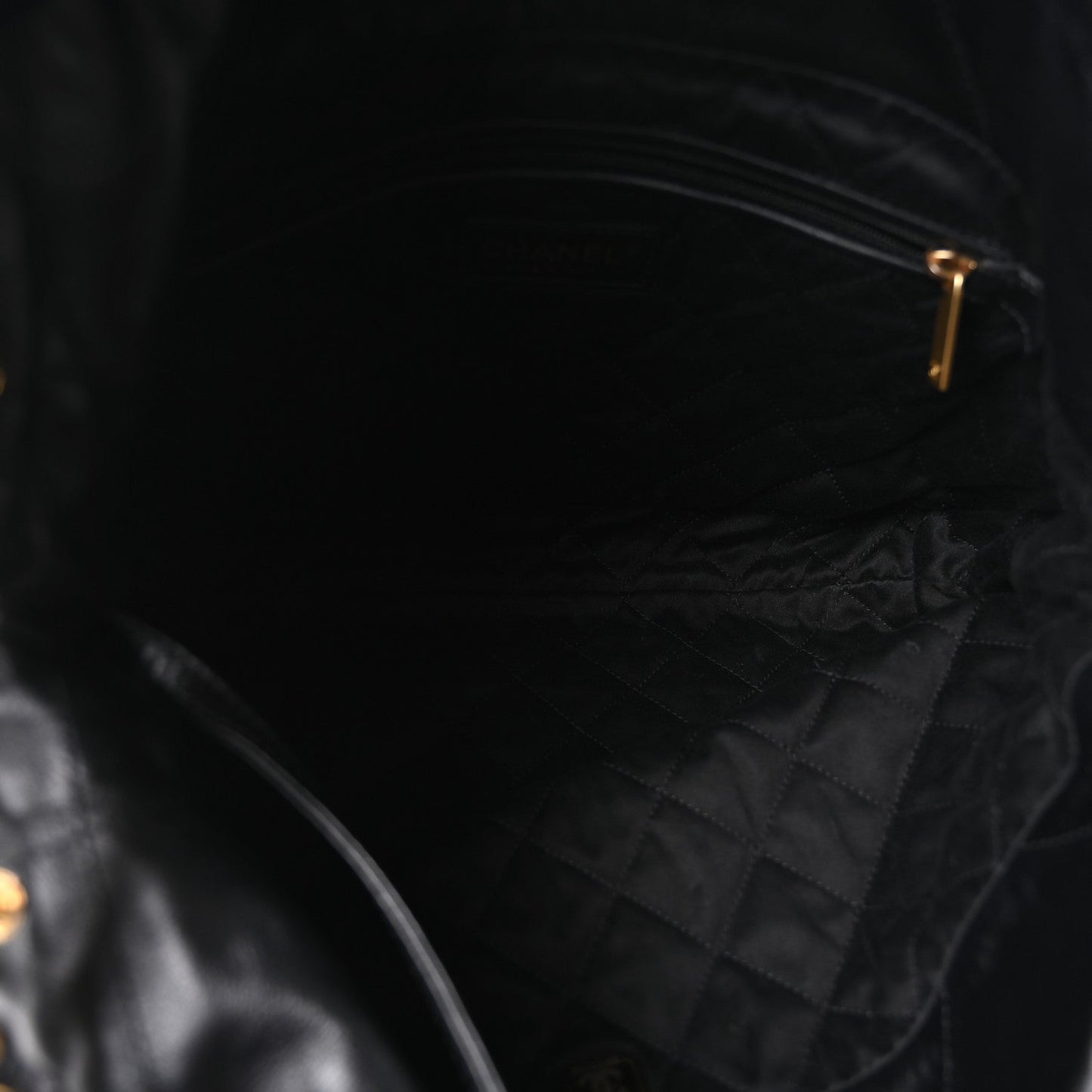 Shiny Calfskin Quilted Small Chanel 22 Black