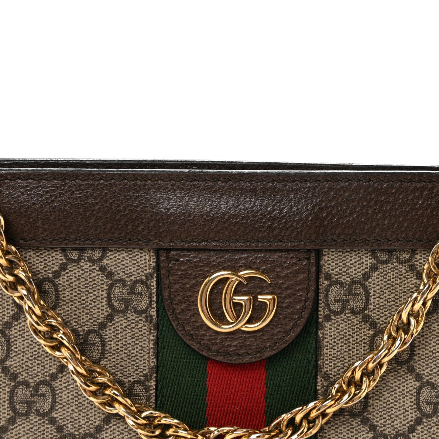 GG Supreme Monogram Web Small Ophidia Chain Shoulder Bag Brown