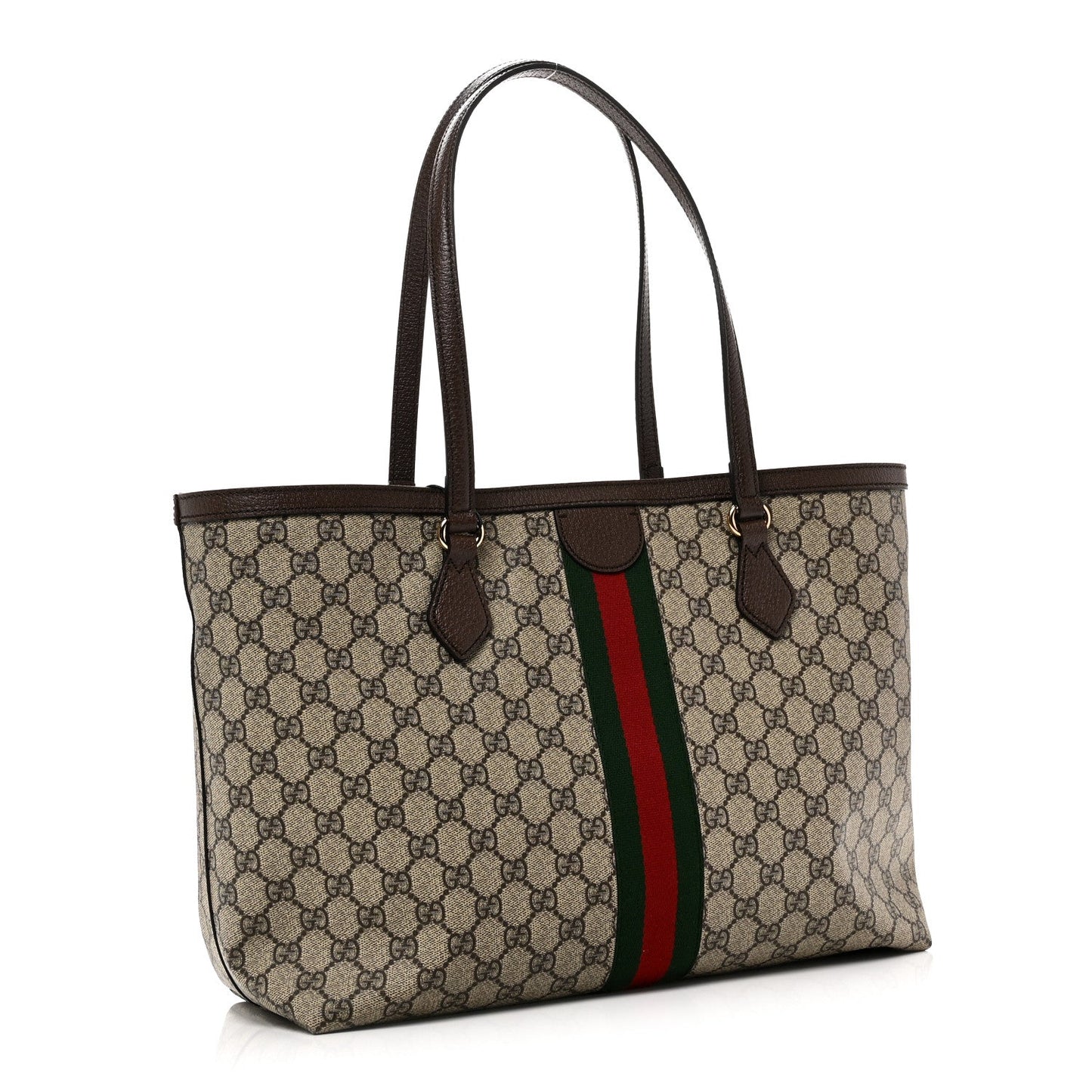 GG Supreme Monogram Medium Ophidia Shopping Tote Brown