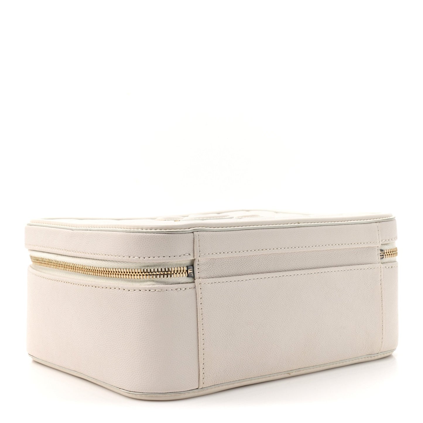 Caviar Quilted Large CC Filigree Vanity Case White