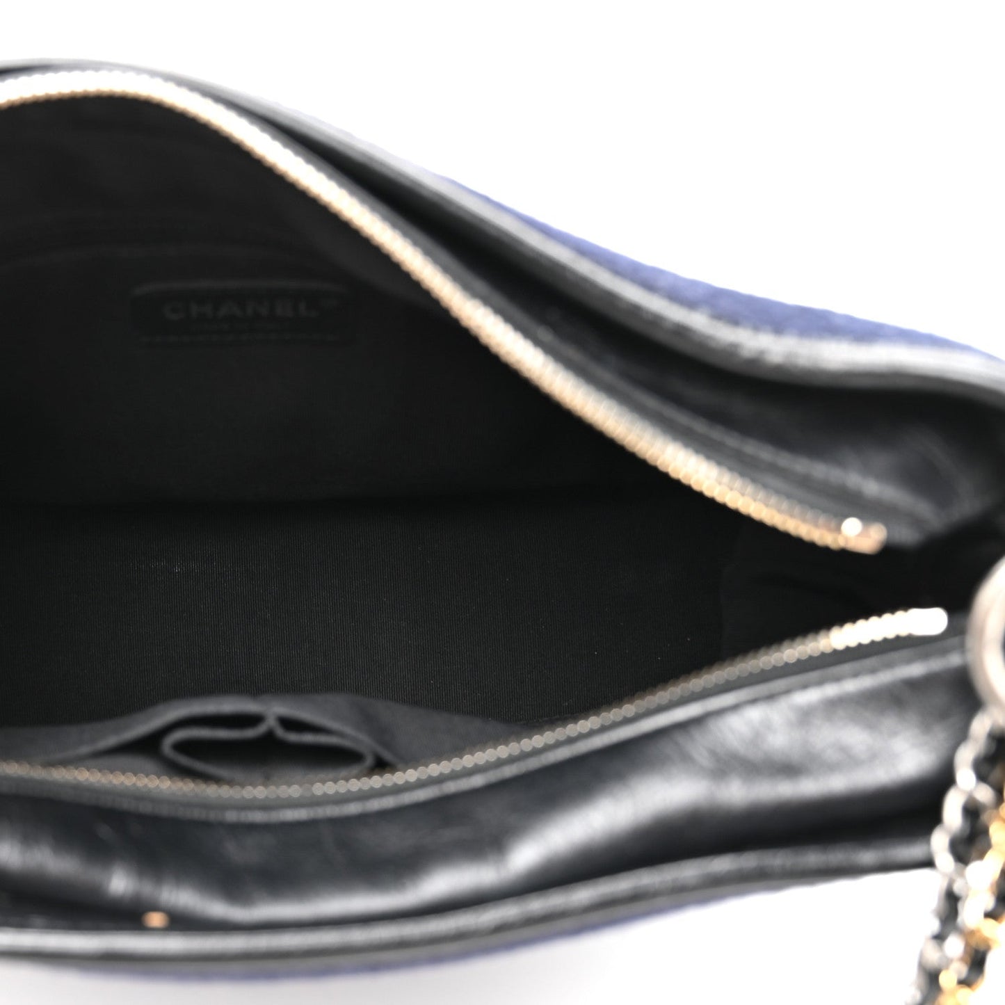 Calfskin Wool Embroidered Paris Hamburg Medium Gabrielle Hobo Dark Navy Blue