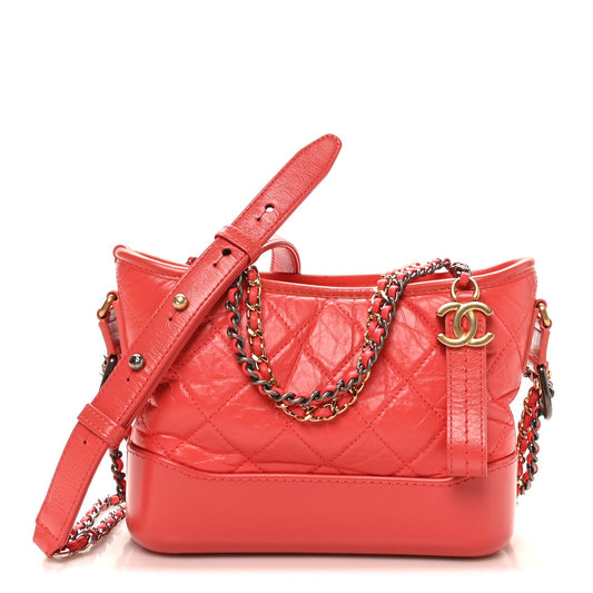 Aged Calfskin Quilted Small Gabrielle Hobo Coral