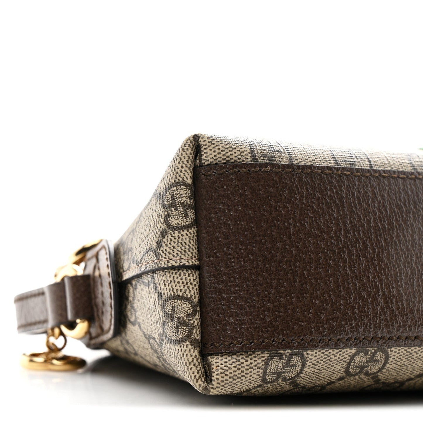 GG Supreme Monogram Textured Dollar Calfskin Web Small Ophidia Dome Shoulder Bag Beige Ebony New Acero