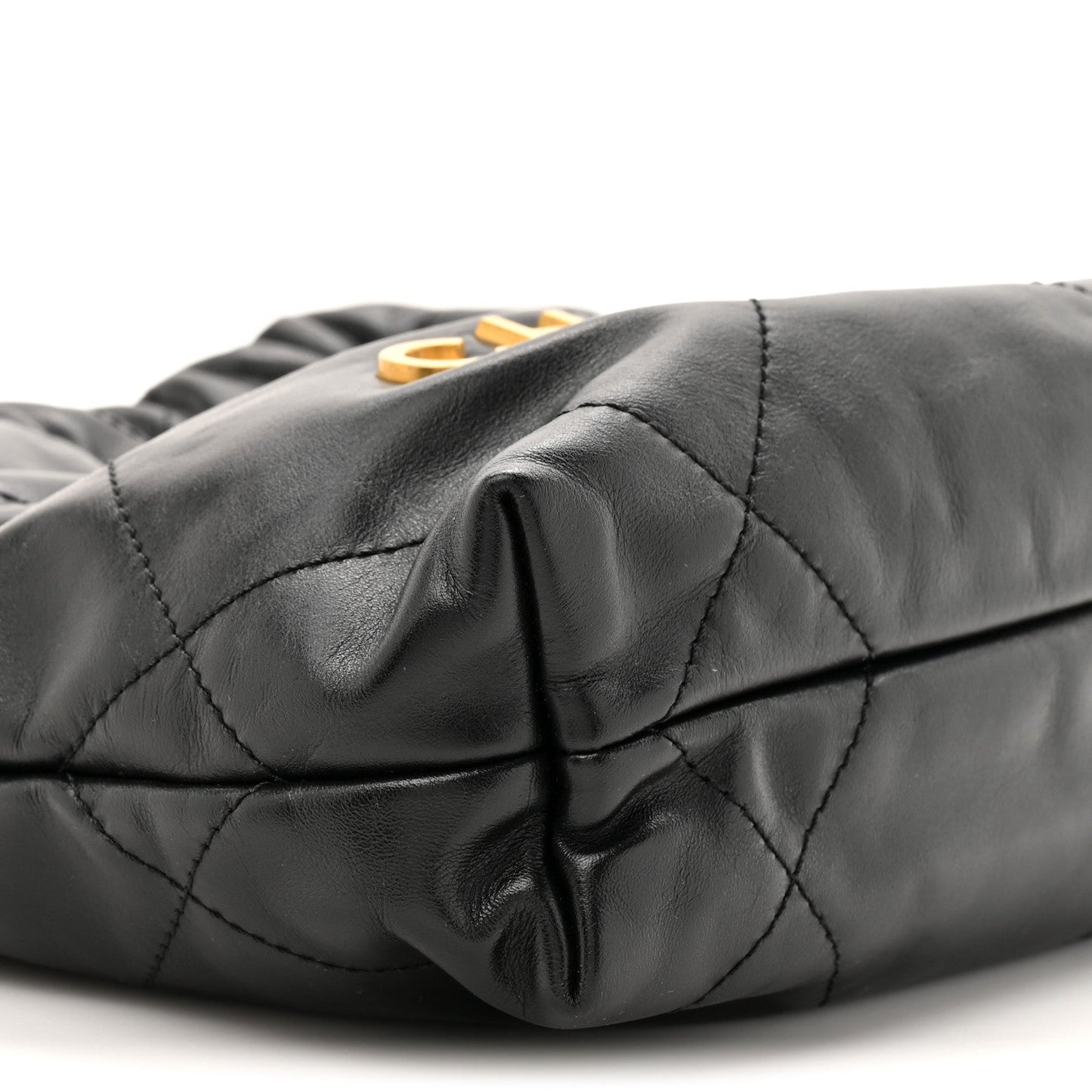 Shiny Calfskin Quilted Mini Chanel 22 Black
