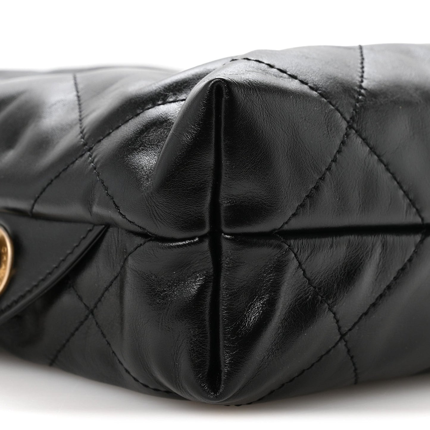 Shiny Calfskin Quilted Chanel 22 Backpack Black