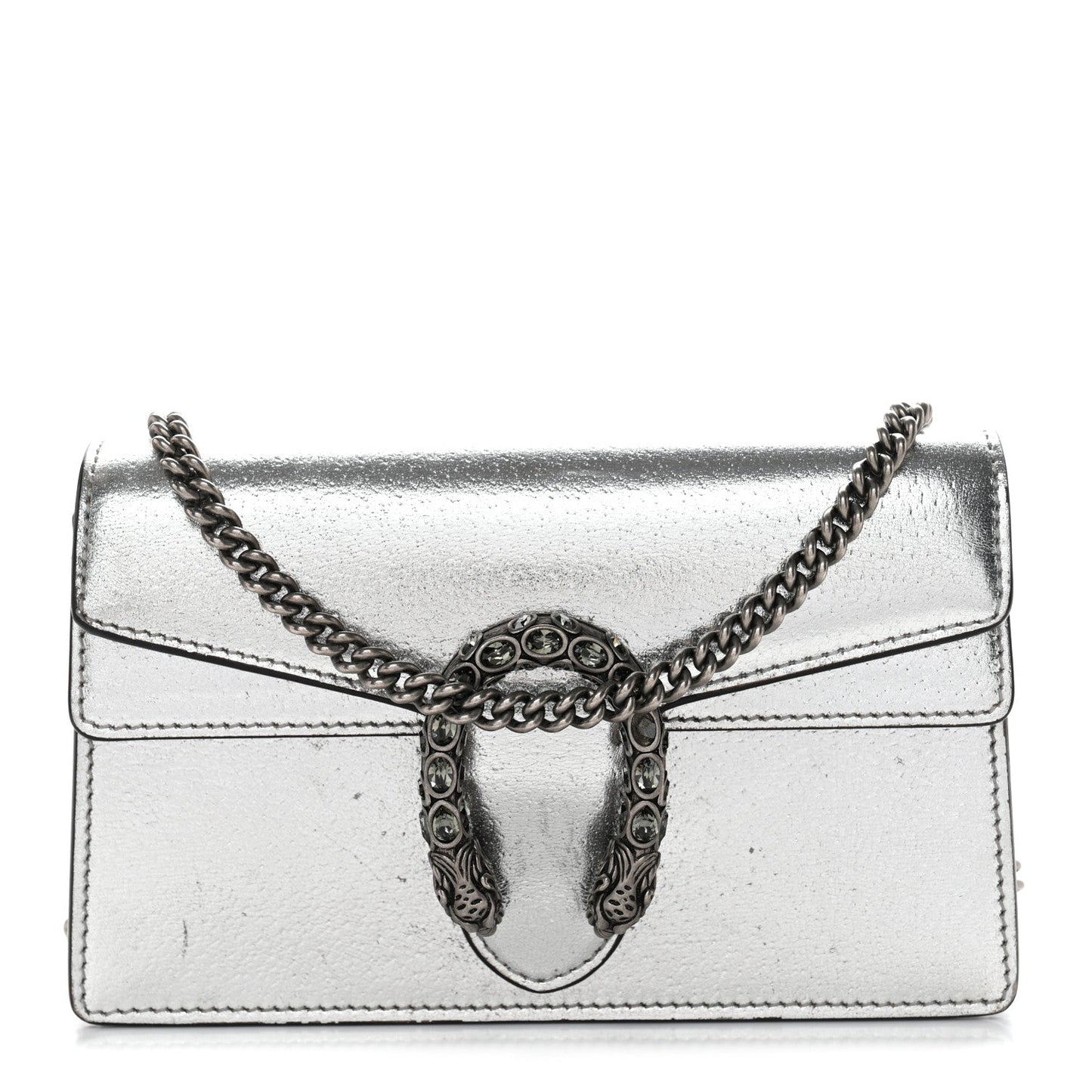 Metallic Calfskin Super Mini Dionysus Shoulder Bag Silver