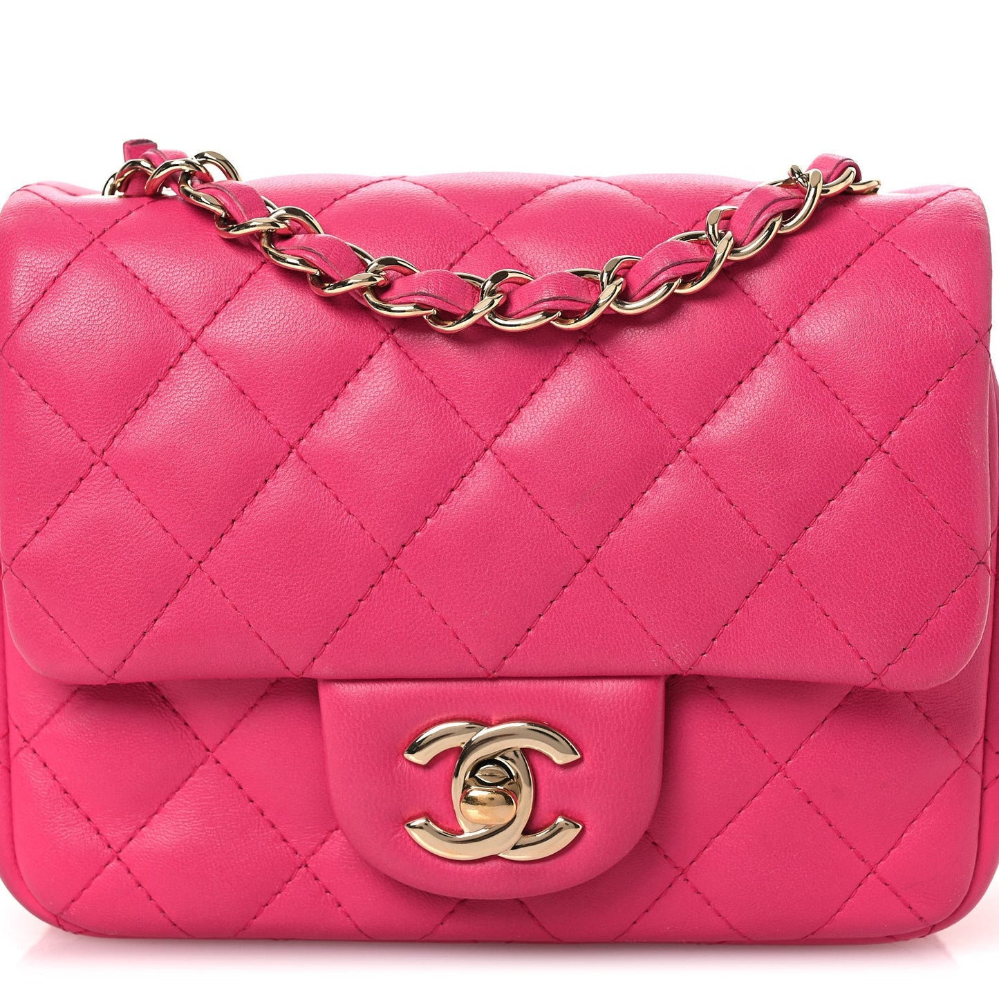 Lambskin Quilted Mini Square Flap Pink