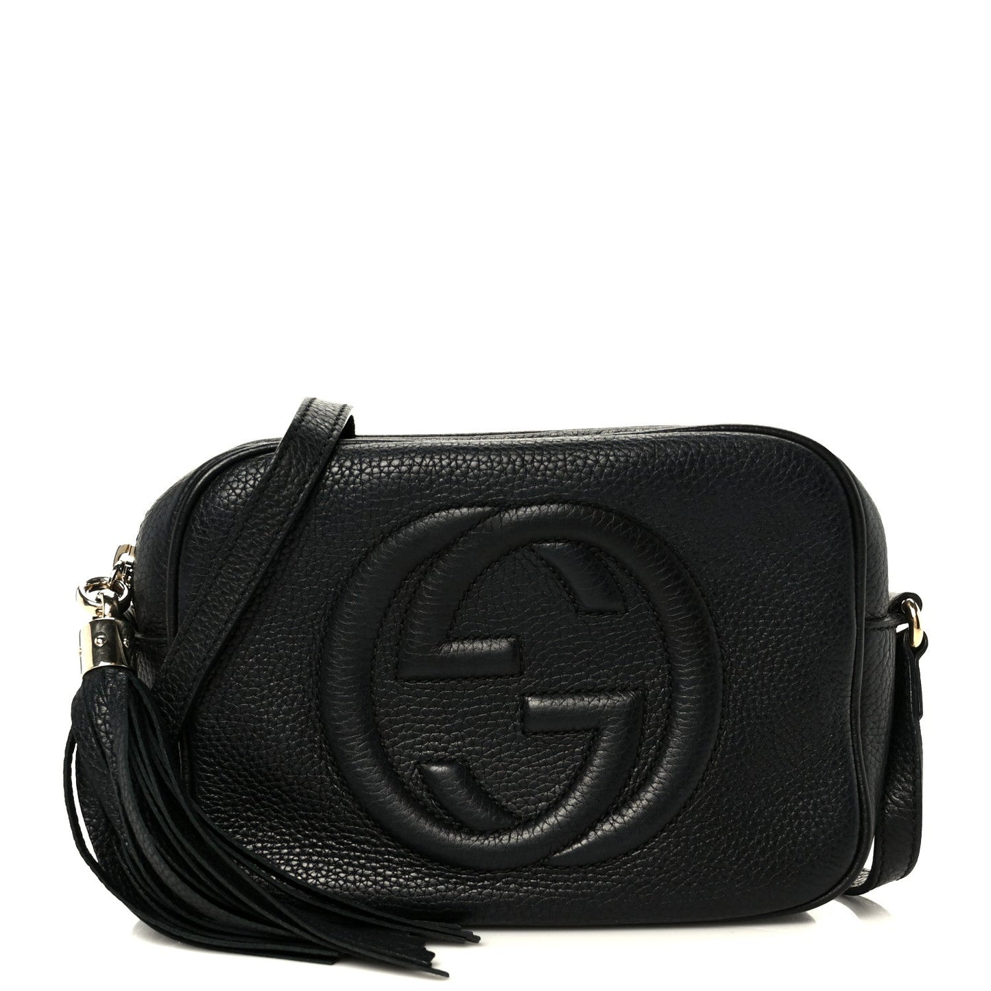 Pebbled Calfskin Small Soho Disco Bag Black