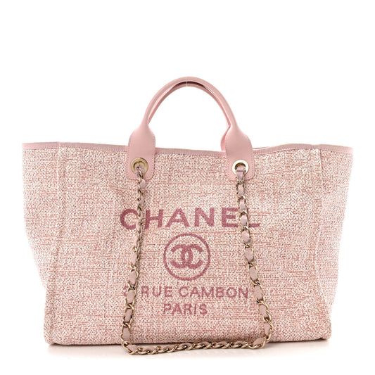 Lurex Boucle Deauville Medium Tote Pink