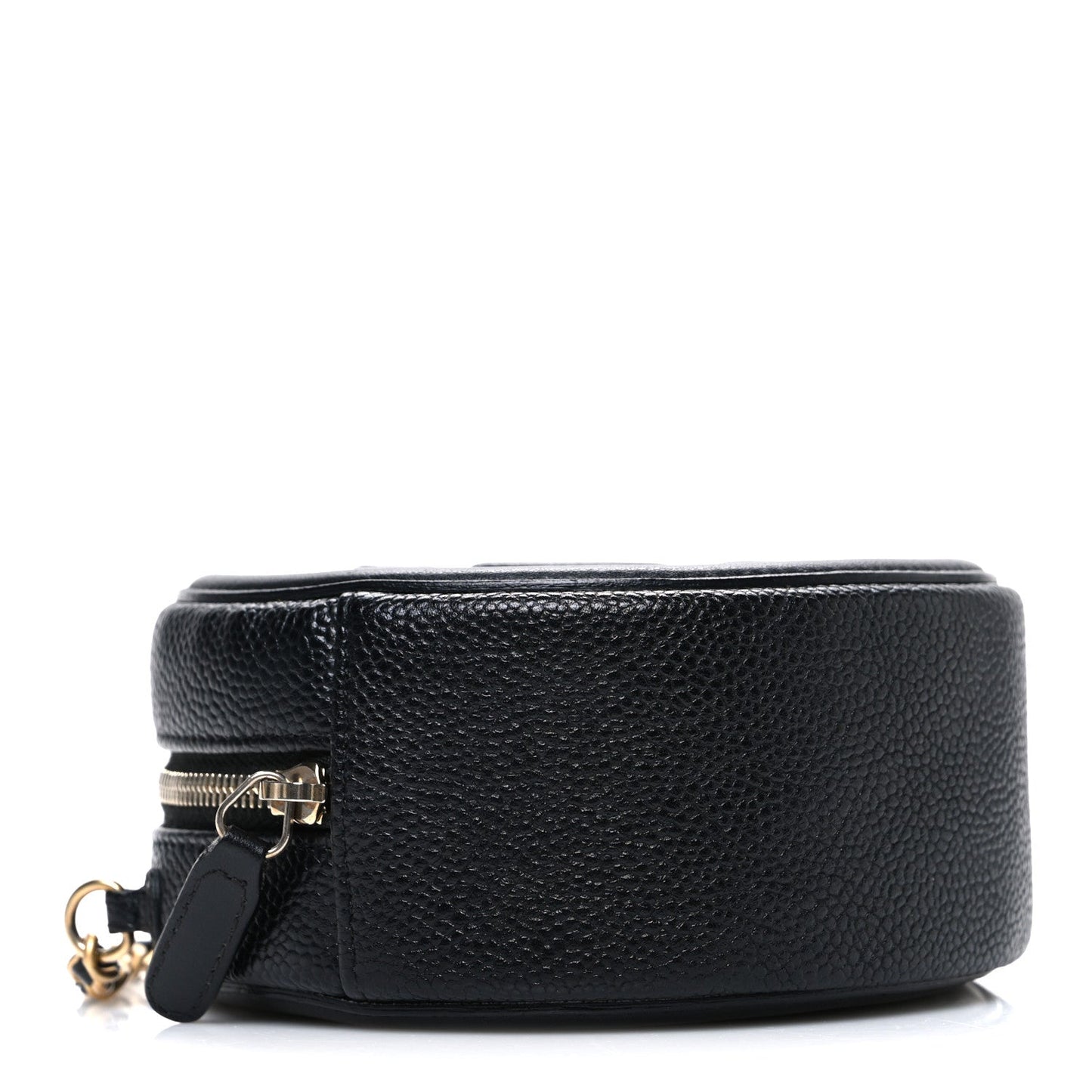 Caviar Quilted Round Filigree Crossbody Black