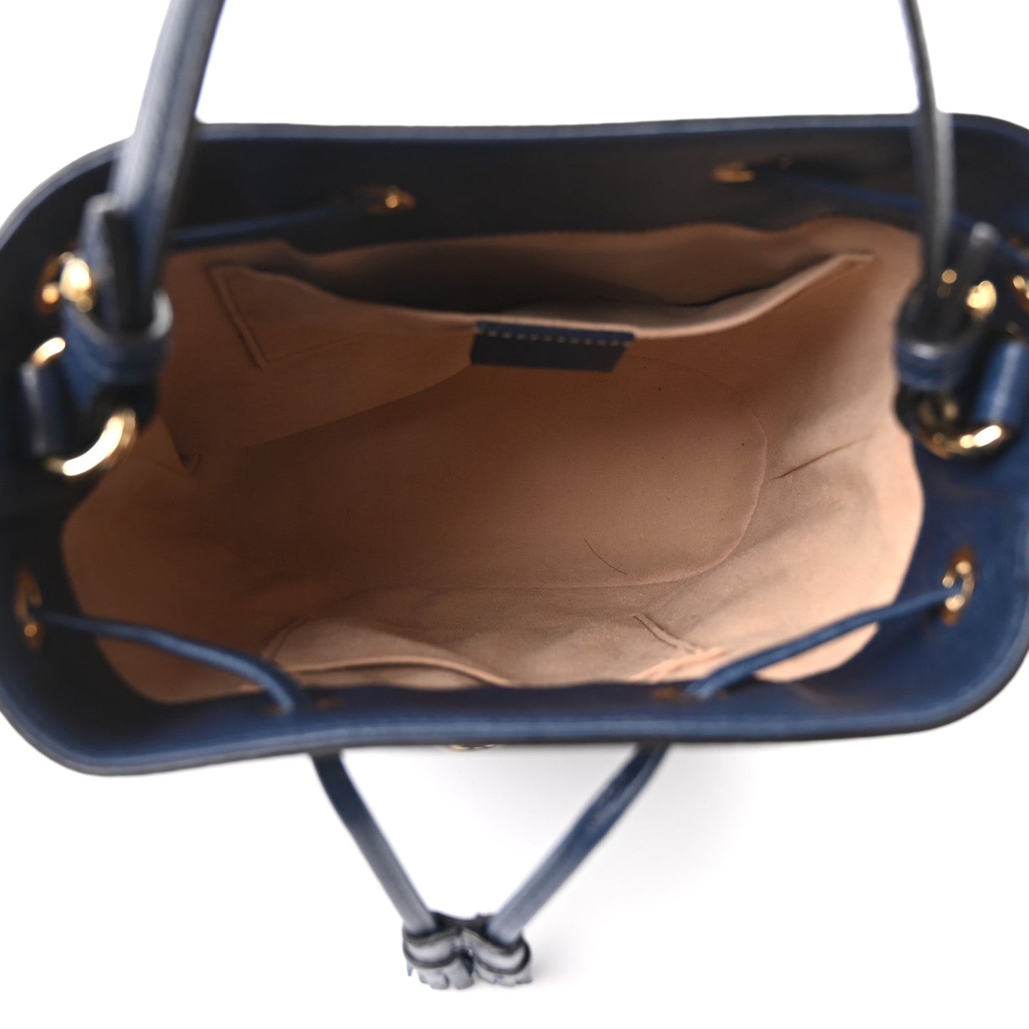 Soft Textured Calfskin Web Small Ophidia Bucket Bag Blue Agata