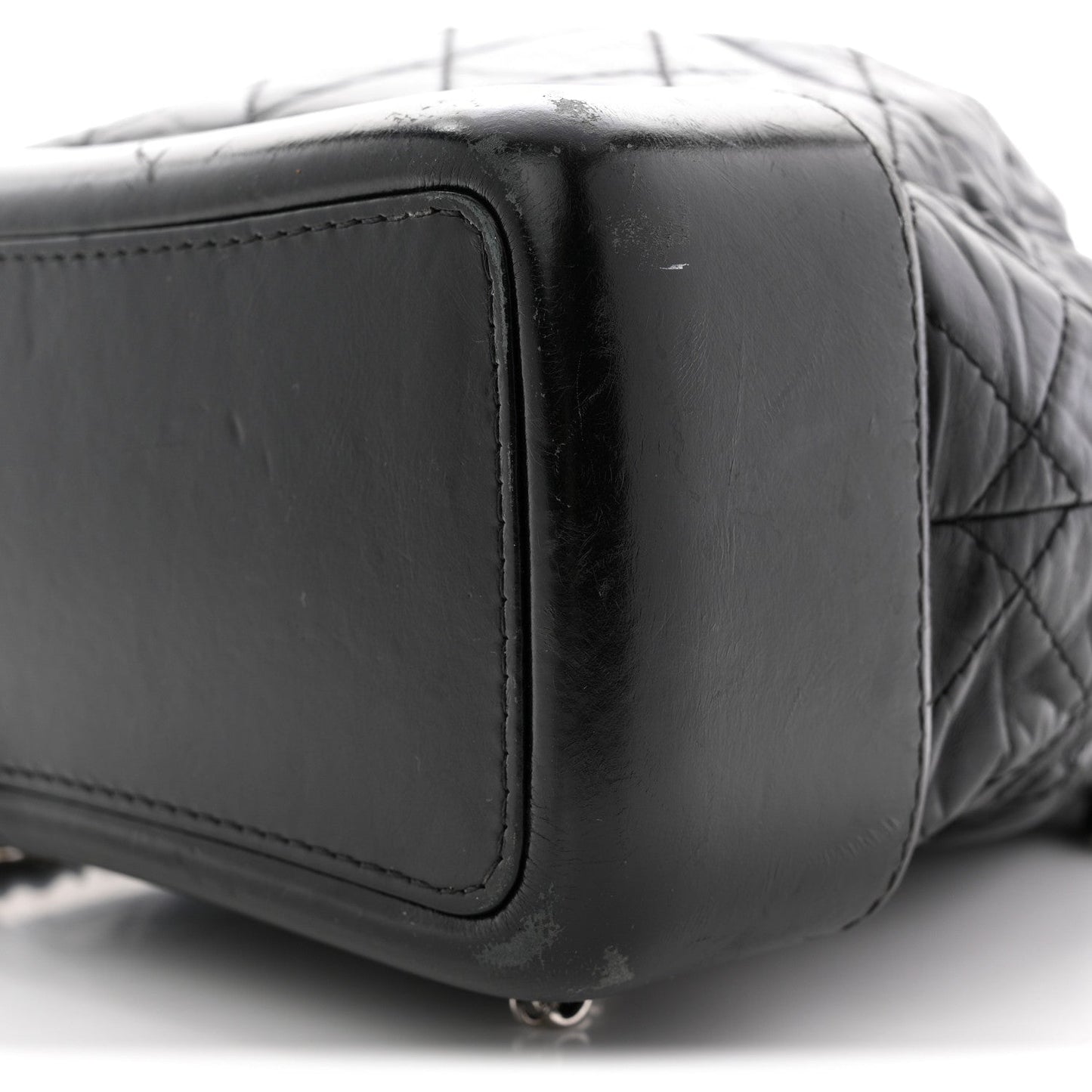 Aged Calfskin Quilted Small Gabrielle Backpack Black