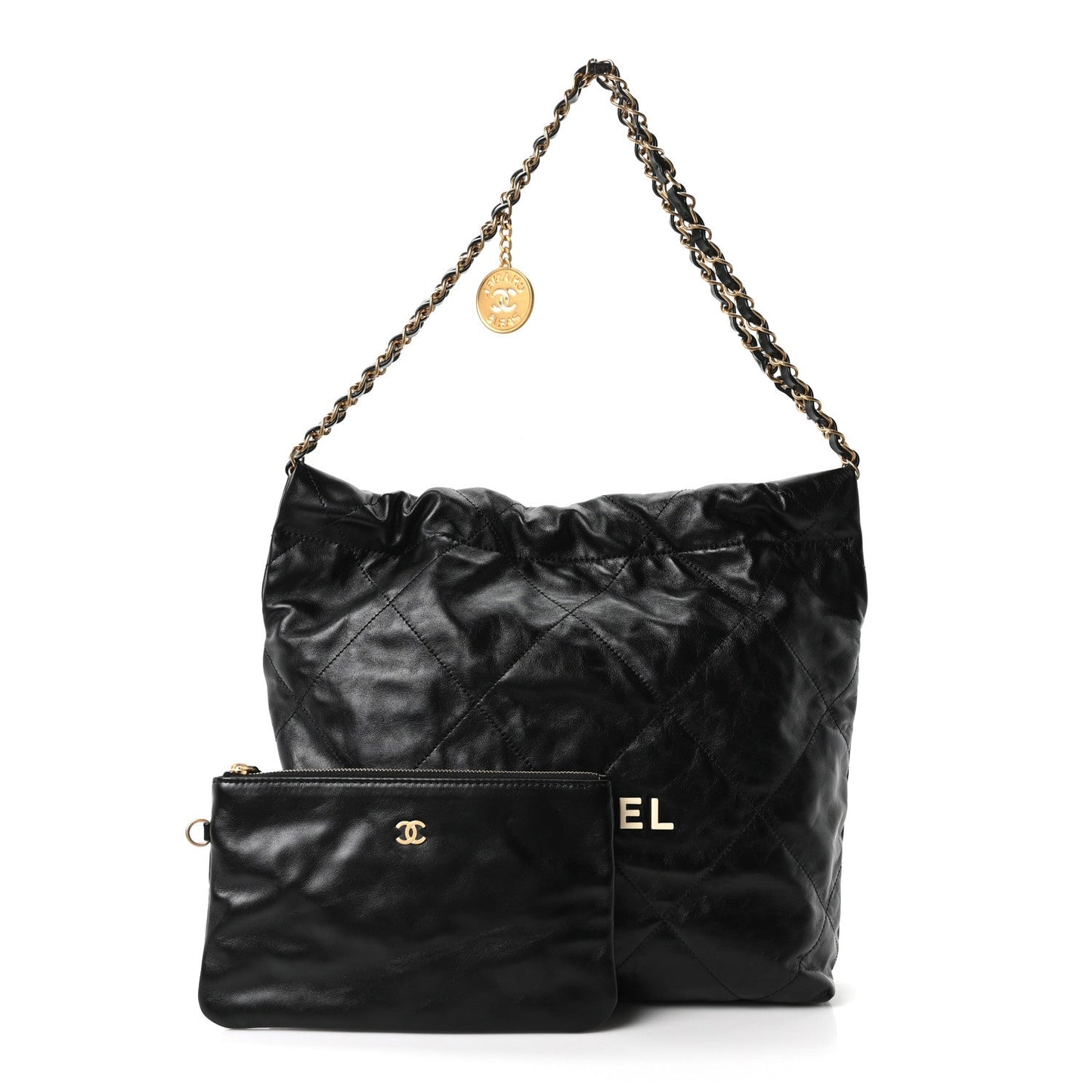 Calfskin Quilted Small Chanel 22 Black