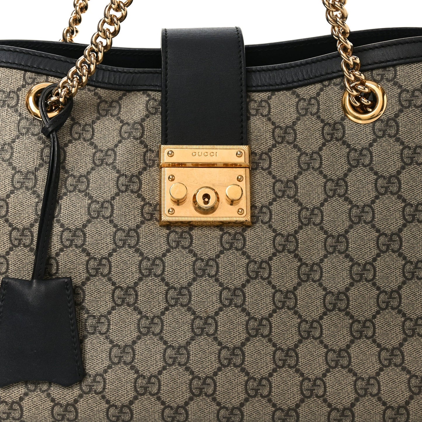 GG Supreme Monogram Medium Padlock Tote Black