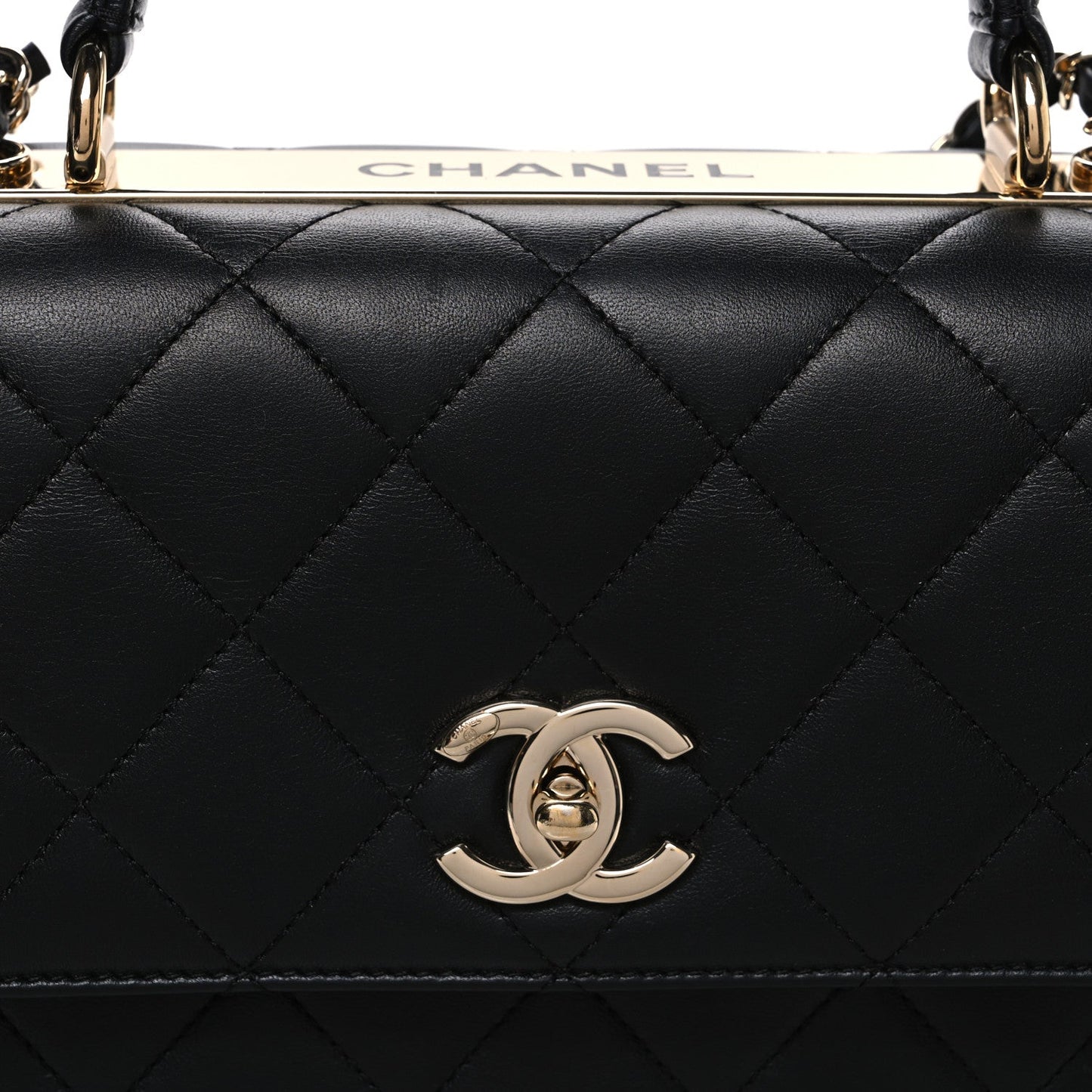 Lambskin Quilted Medium Trendy CC Flap Dual Handle Bag Black