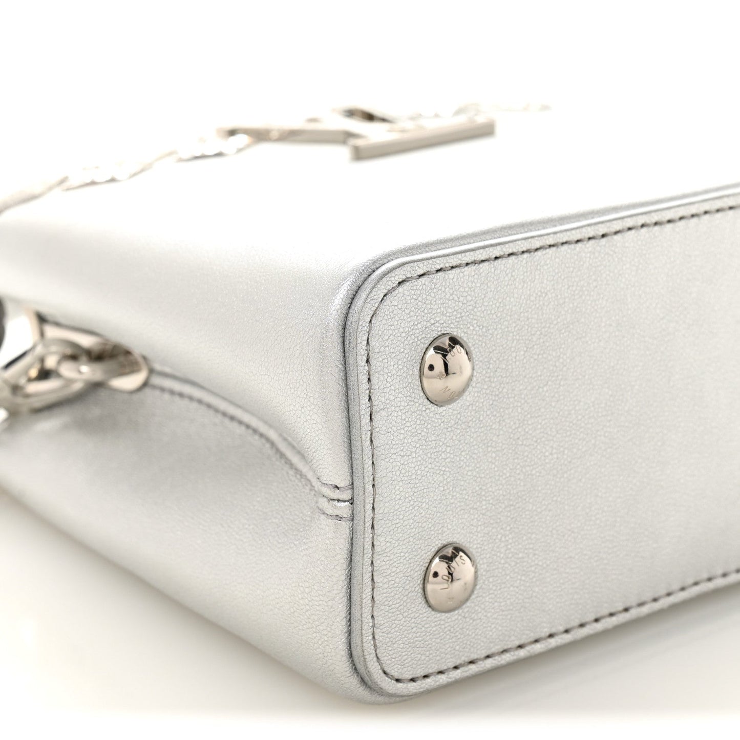 Lambskin Strass Mini Capucines  Silver