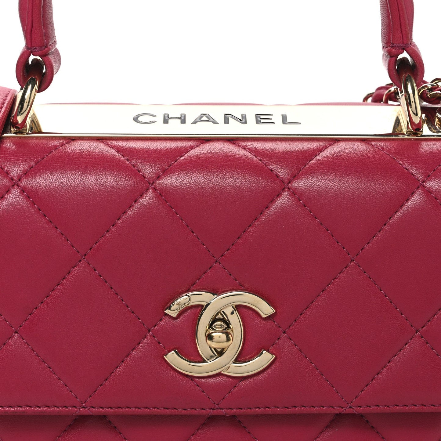 Lambskin Quilted Small Trendy CC Flap Dual Handle Bag Dark Pink