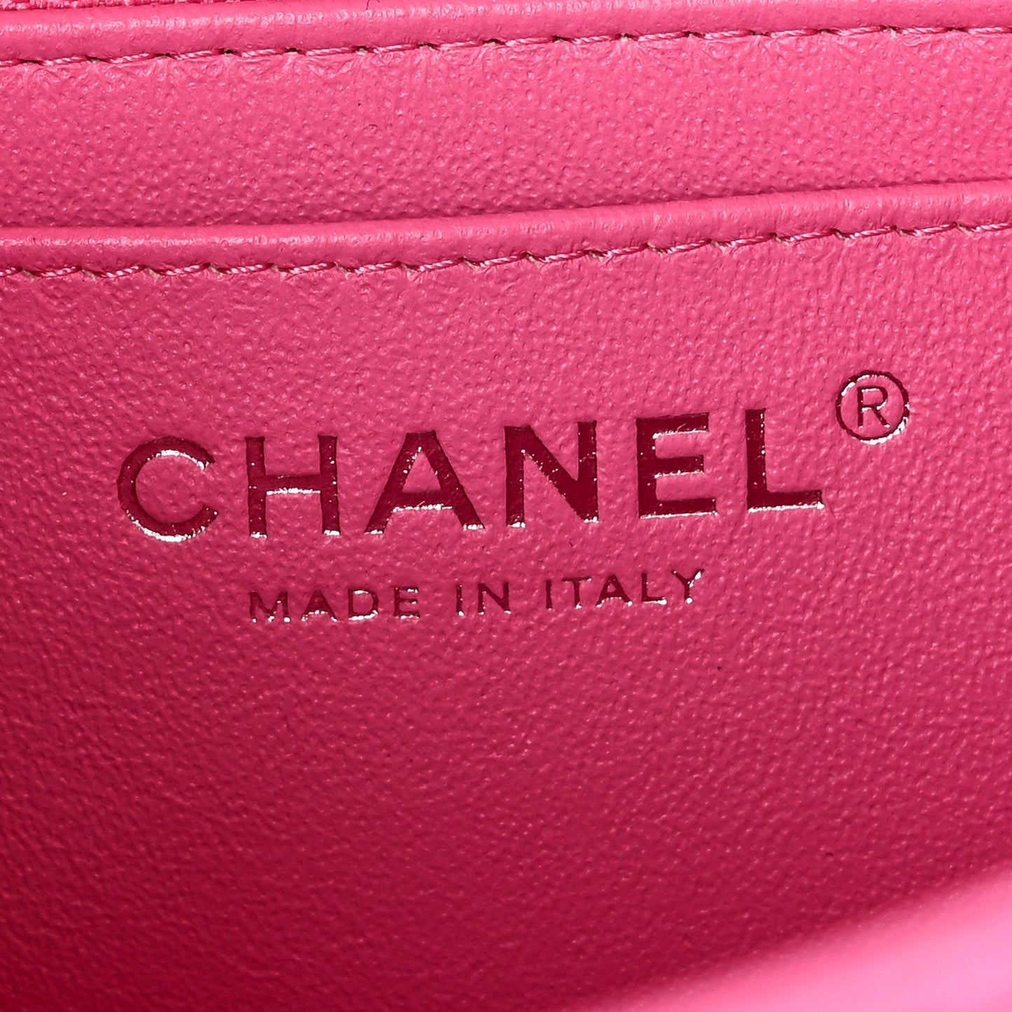 Lambskin Quilted Mini Rectangular Flap Neon Pink