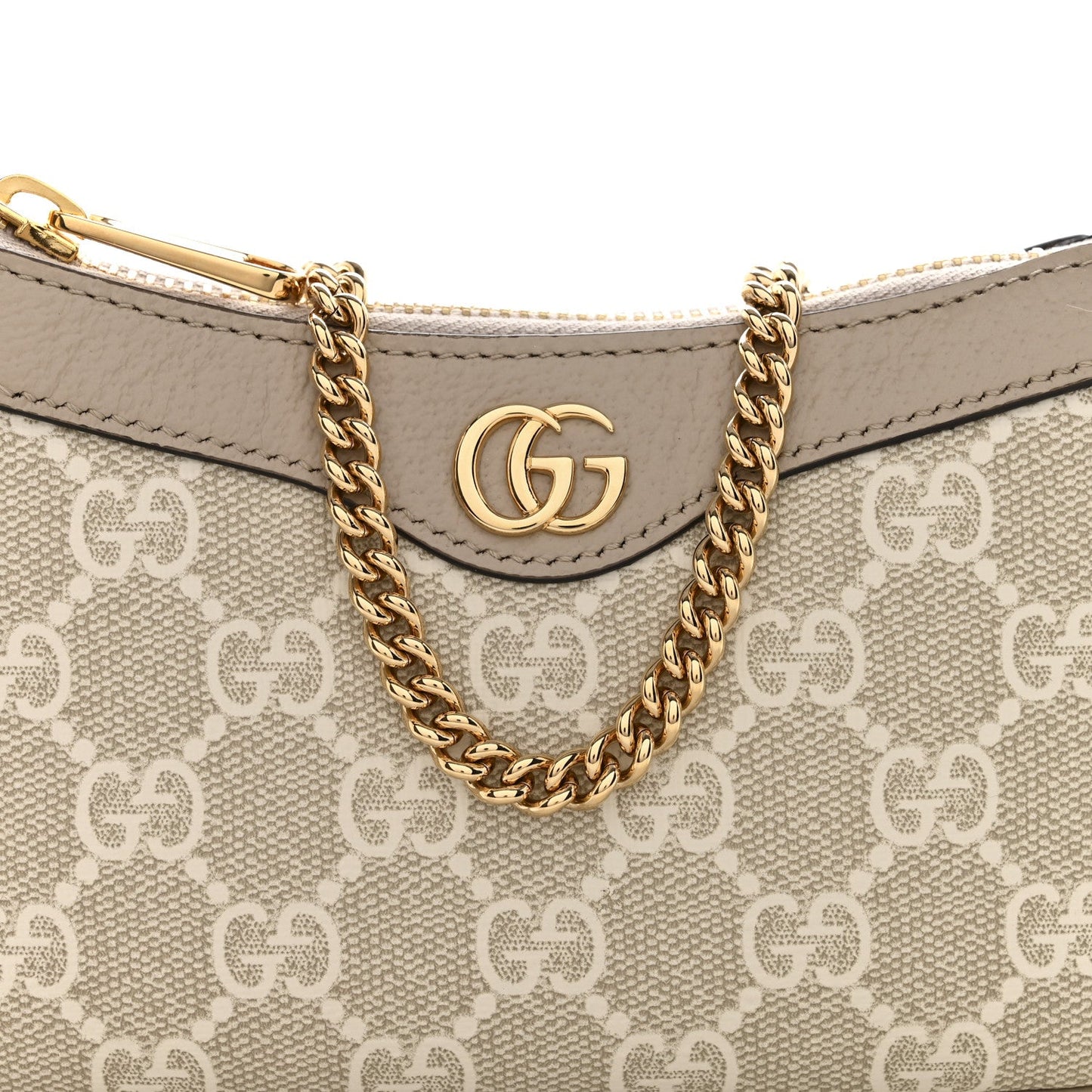 GG Supreme Monogram Textured Dollar Calfskin Web Mini Ophidia GG Handbag Beige Mystic White Oatmeal
