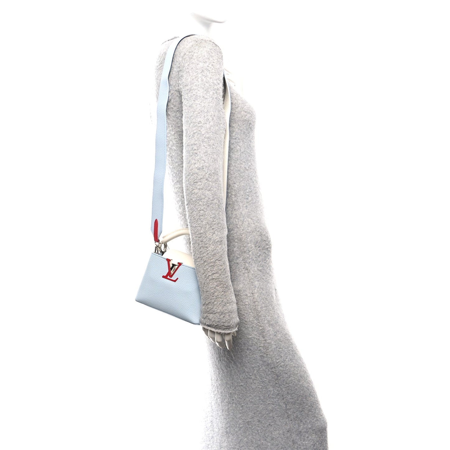 Taurillon Capucines Mini Light Blue White Red