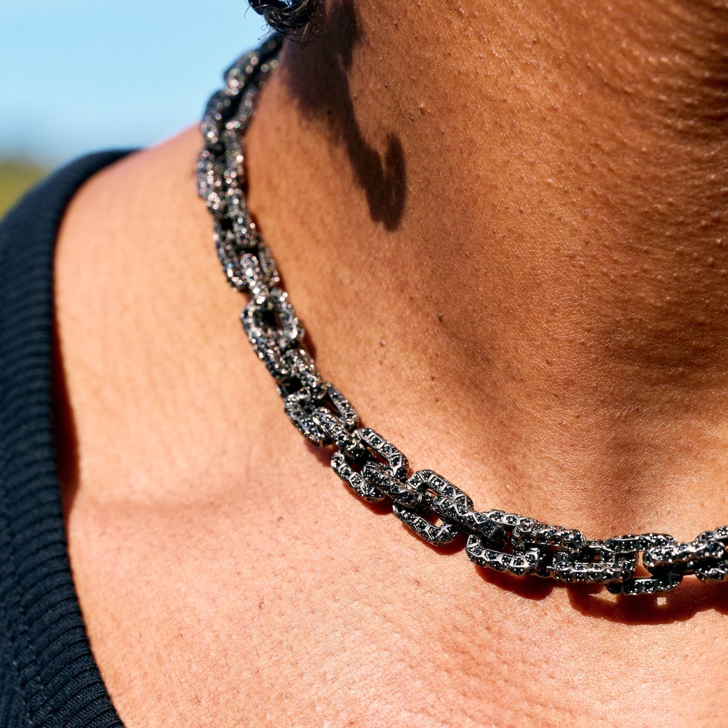 GLD X Bloody Osiris Iced Black Voronoi Link Chain in Black