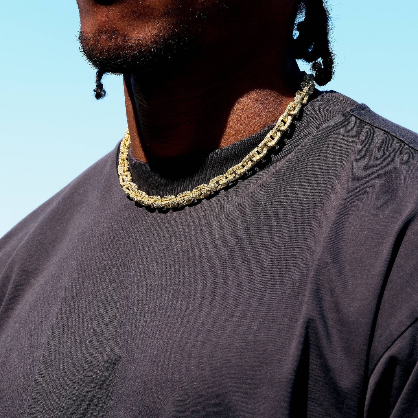 GLD X Bloody Osiris Iced Canary Voronoi Link Chain in Yellow Gold