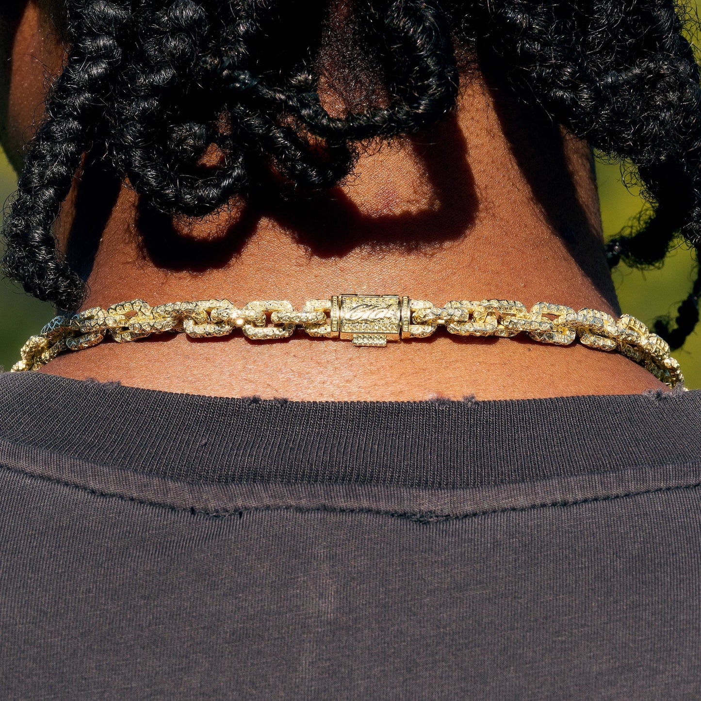 GLD X Bloody Osiris Iced Canary Voronoi Link Chain in Yellow Gold Vermeil