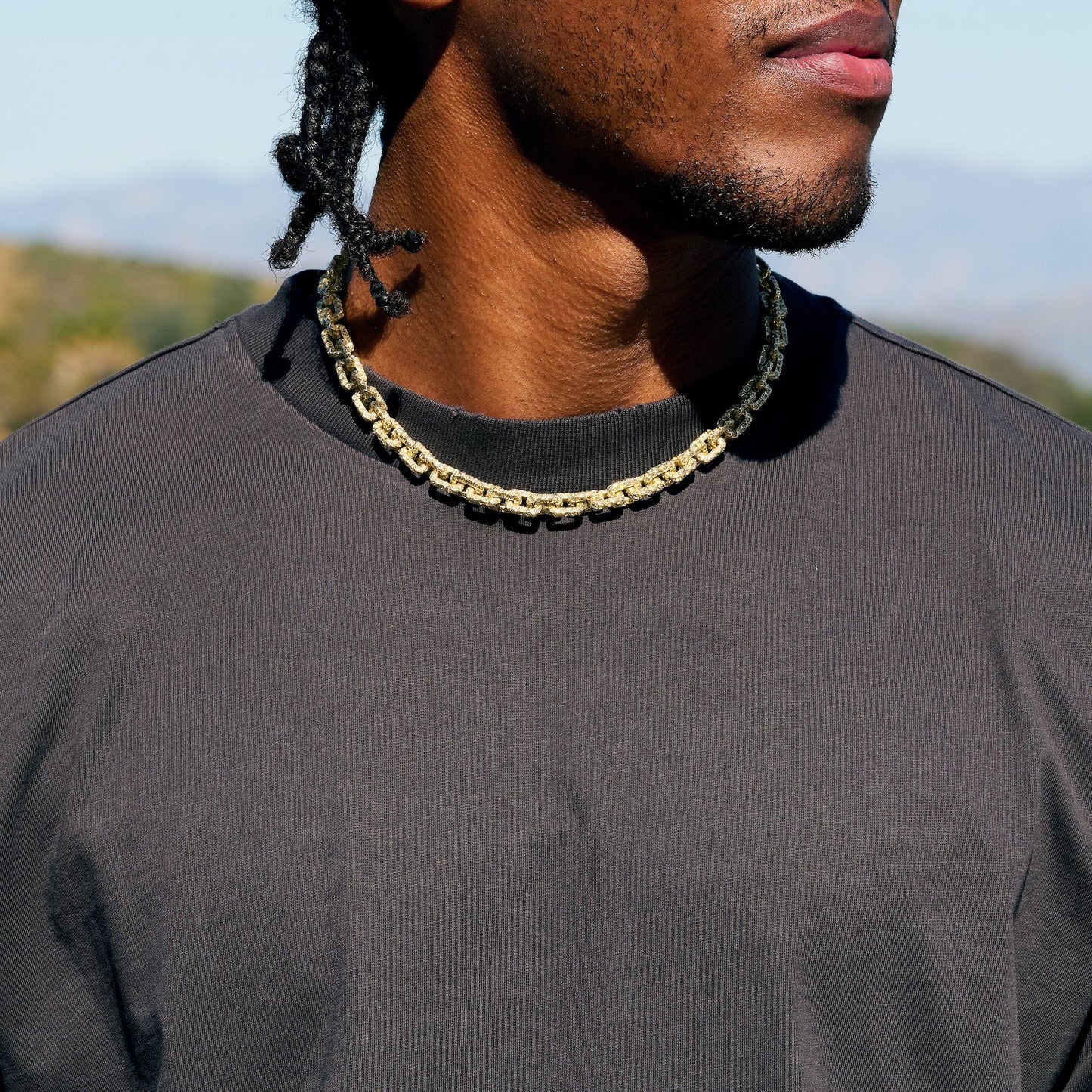 GLD X Bloody Osiris Iced Canary Voronoi Link Chain in Yellow Gold