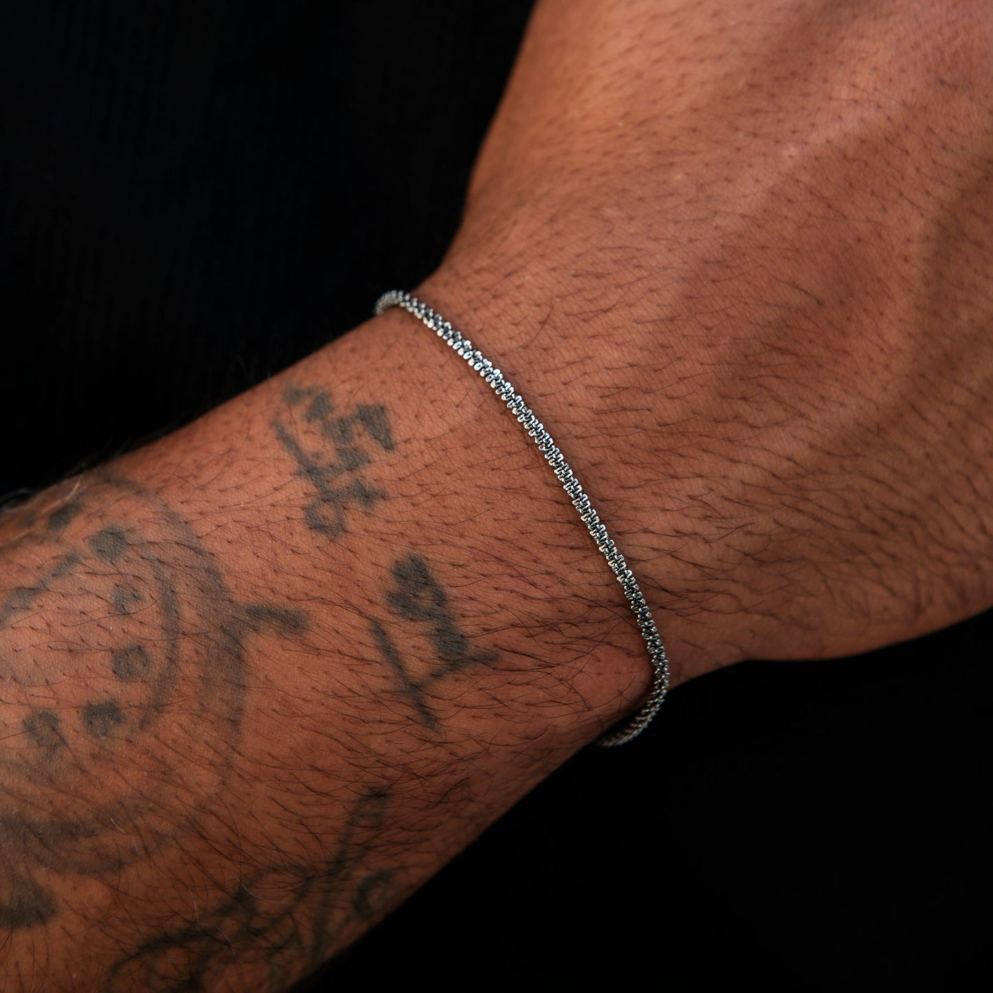 2MM Diamond Cut Popcorn Bracelet in Black