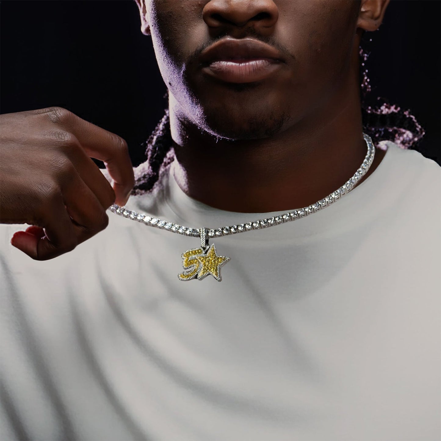 GLD X Bryce Underwood 5 Star Elite Pendant in White Gold