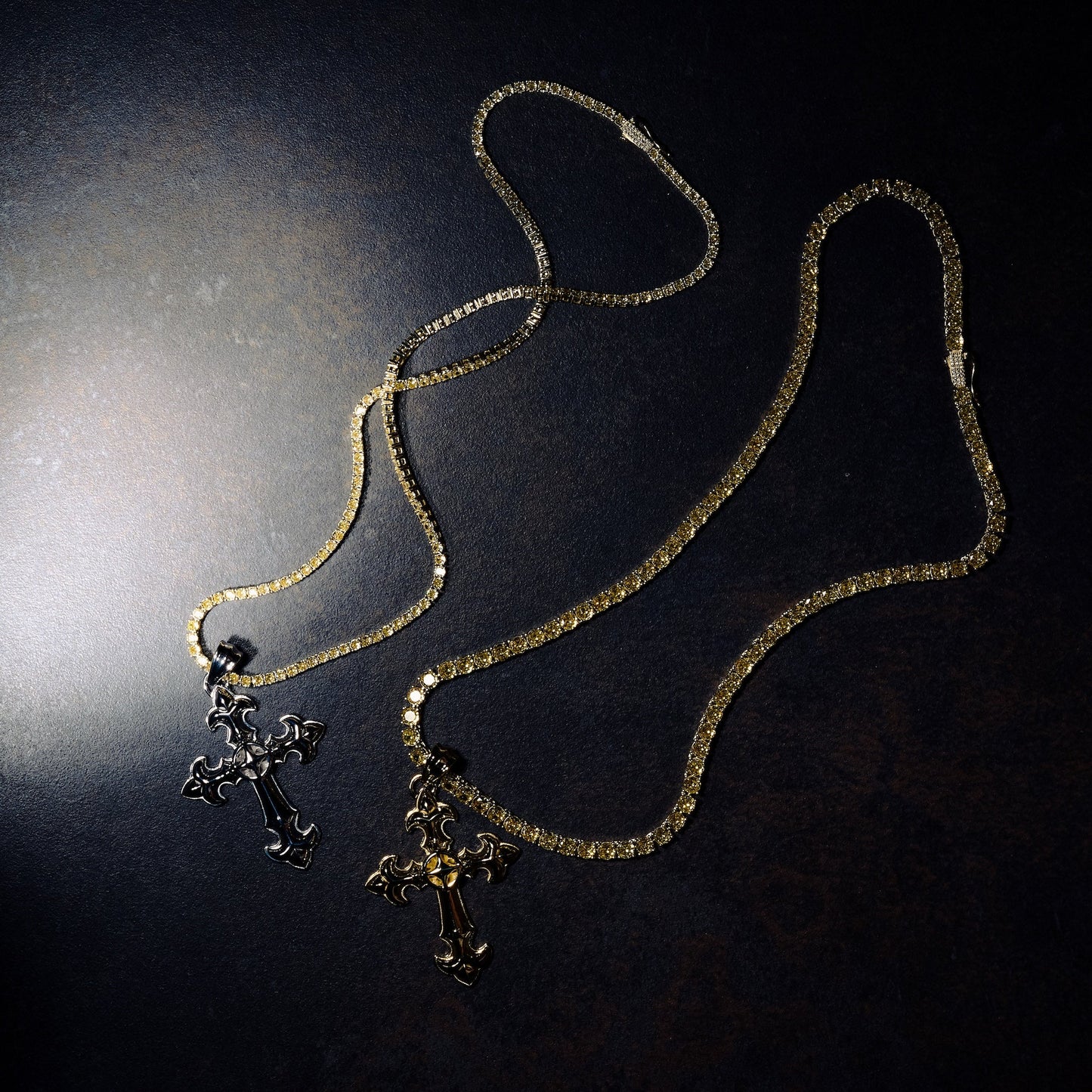 GLD X Bloody Osiris Large Cross Pendant in White Gold Vermeil