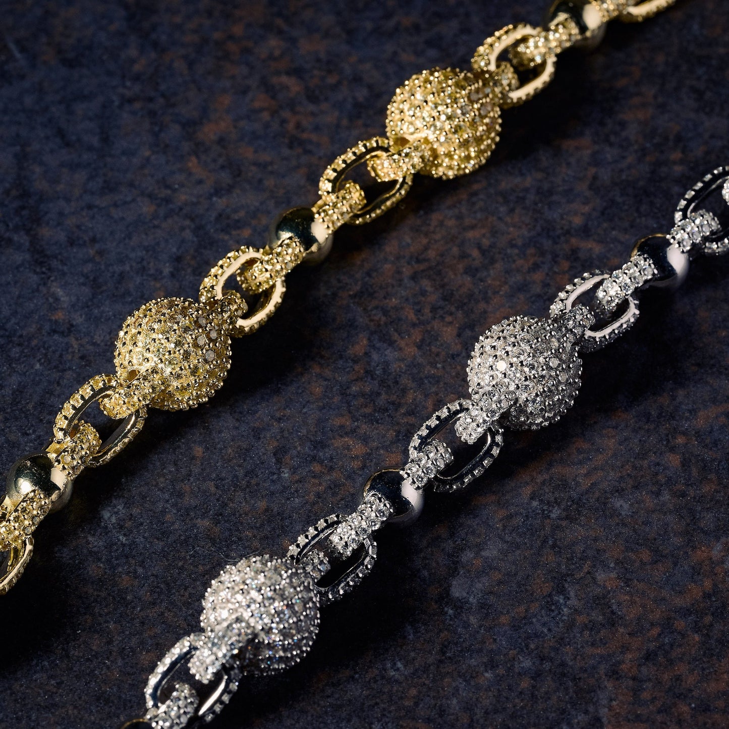 GLD X Bloody Osiris Dual Finish Ball Chain in White and Yellow Gold