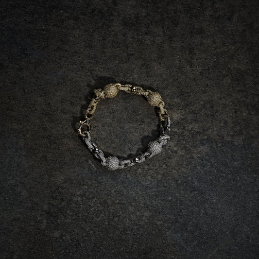 GLD X Bloody Osiris Dual Finish Ball Chain Bracelet in White and Yellow Gold