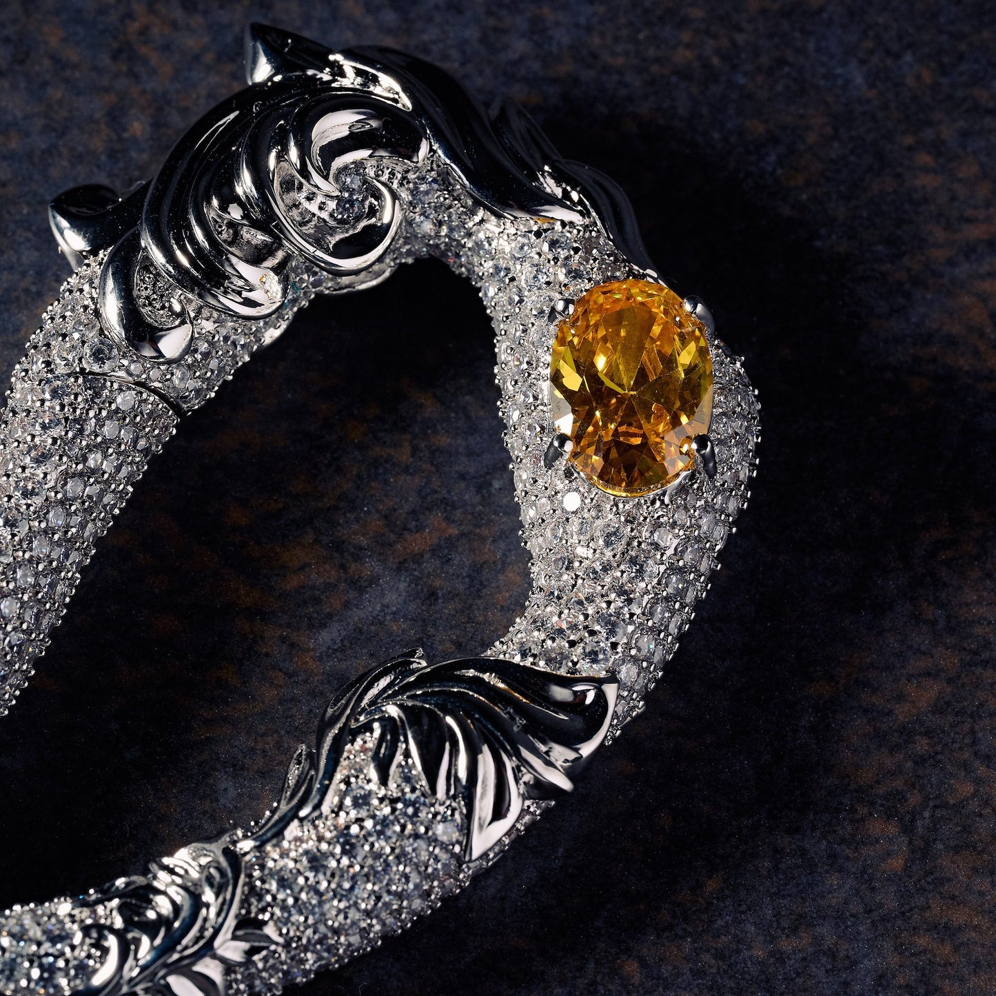 GLD X Bloody Osiris Iced Moissanite Carabiner in White Gold Vermeil