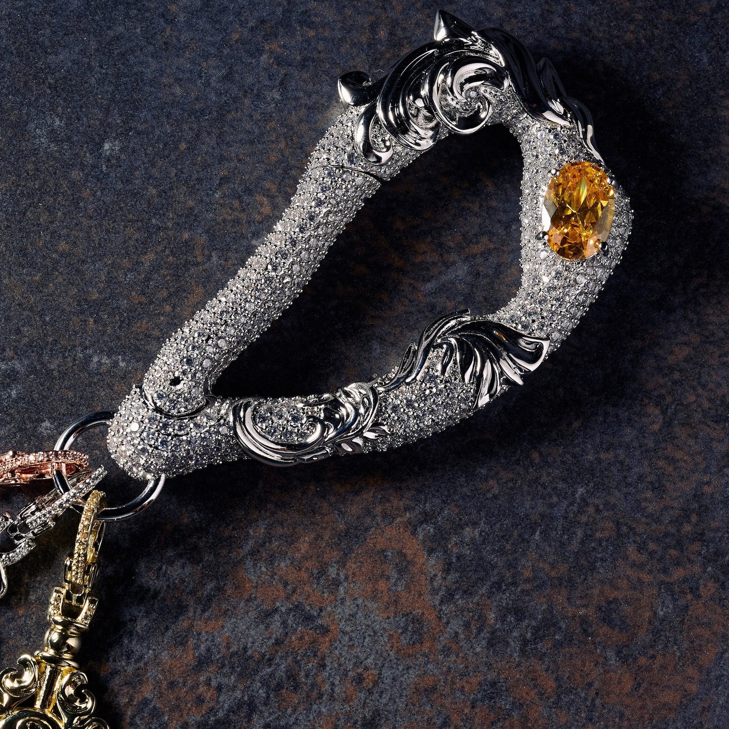GLD X Bloody Osiris Iced Carabiner in White Gold