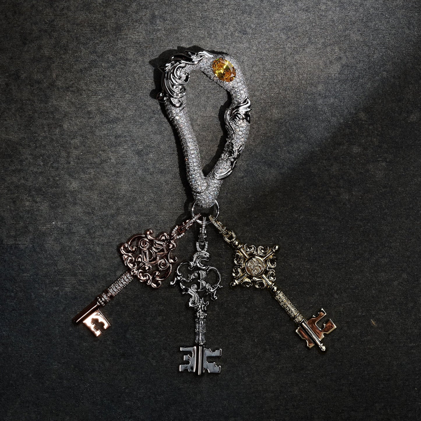 GLD X Bloody Osiris Moissanite Key Clip On in White Gold Vermeil