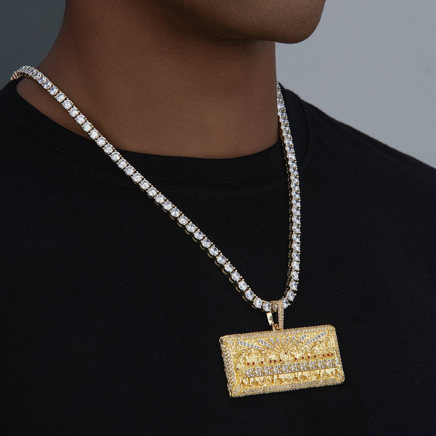 Large Iced The Last Supper Pendant in Yellow Gold
