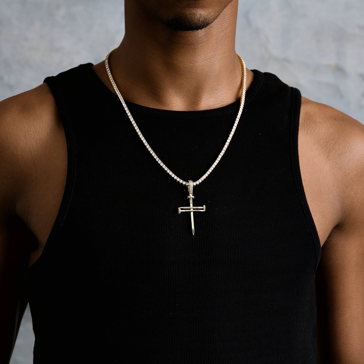 Nail Cross Pendant in Yellow Gold