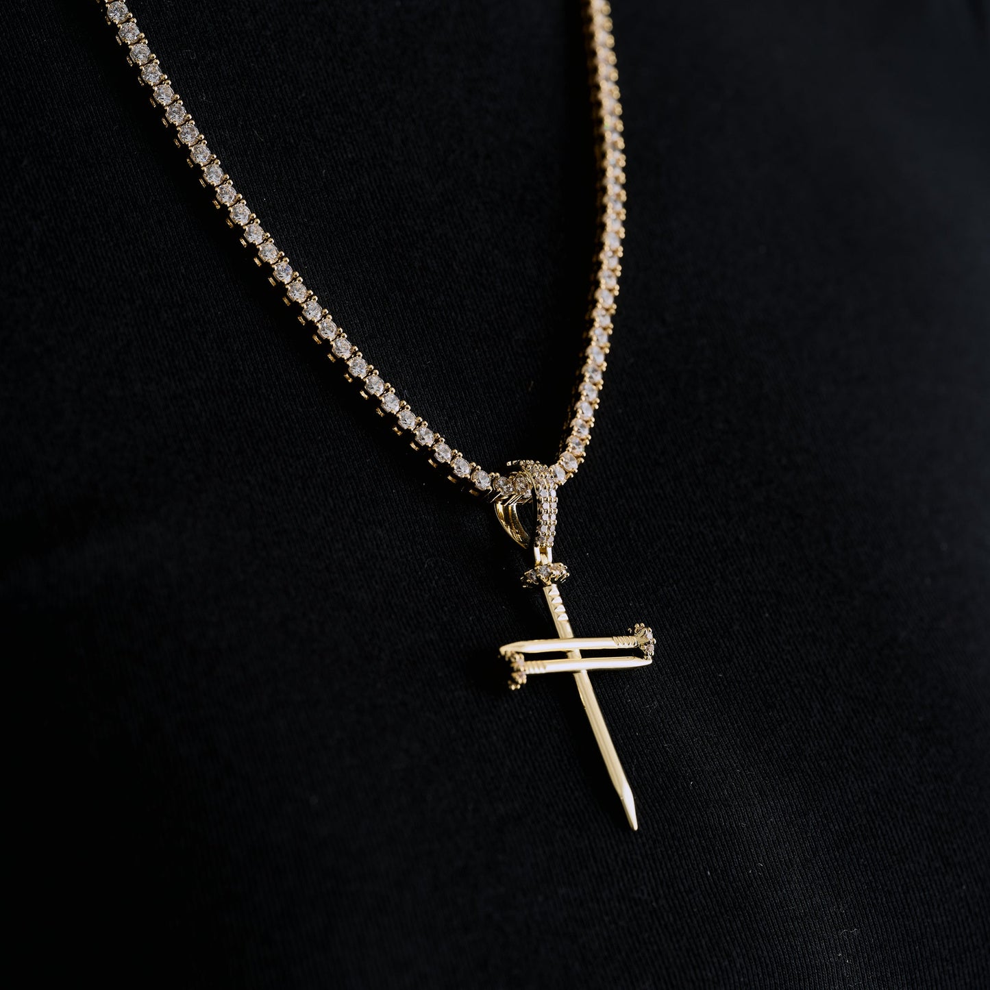 Nail Cross Pendant in Yellow Gold