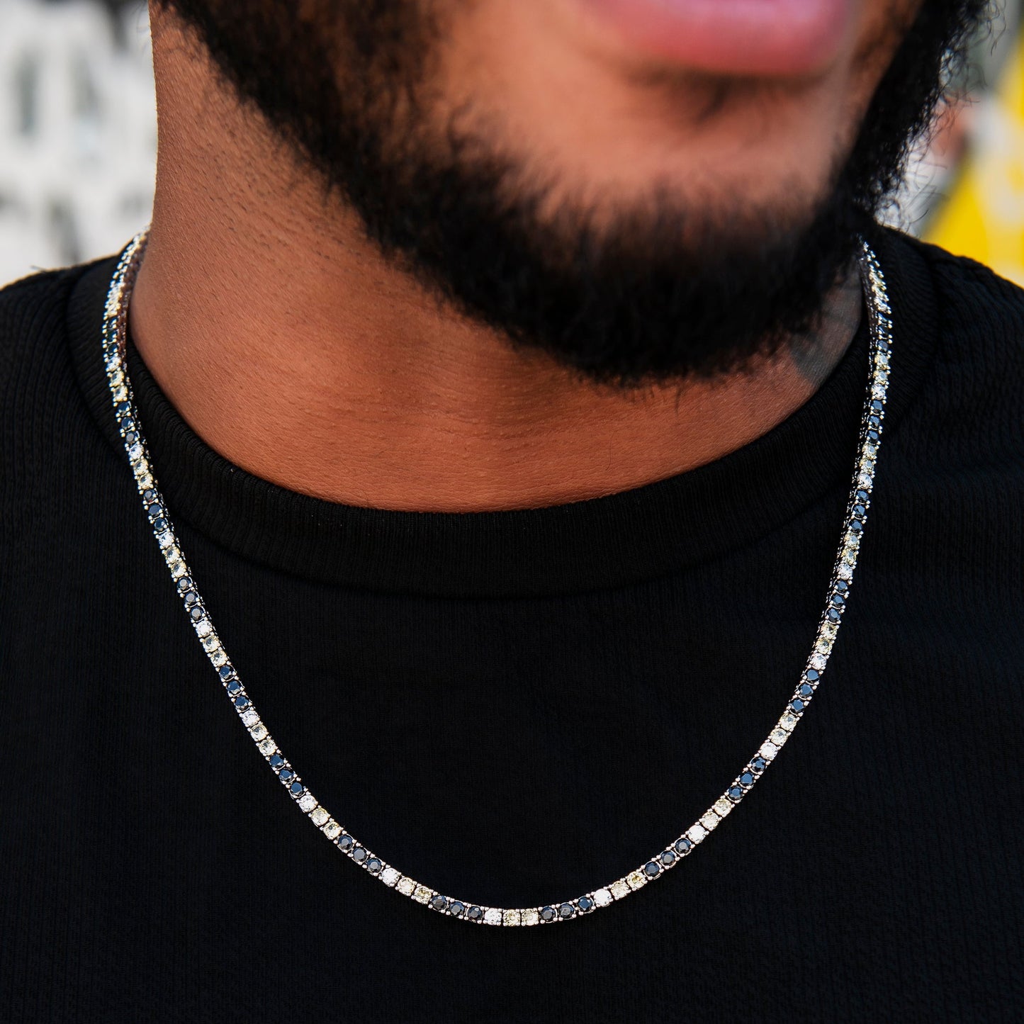 3MM Diamond Colored Tennis Chains in White Gold- All Colors