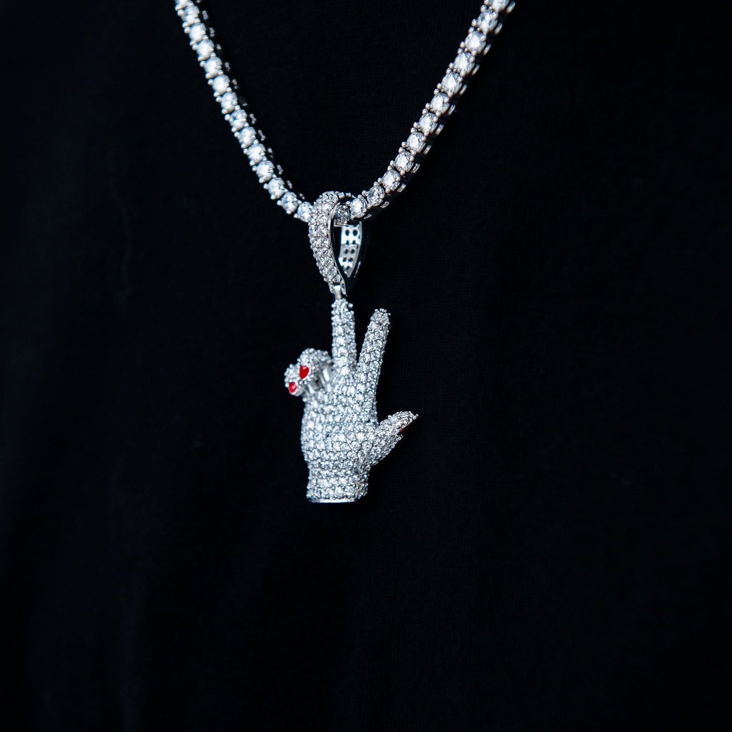 GLD X Ryan William's Peace Sign Pendant in White Gold