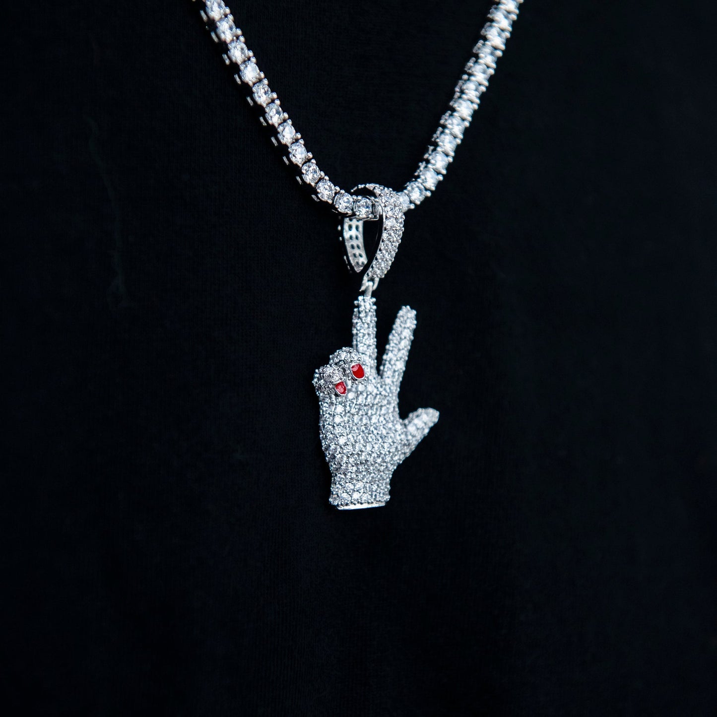 GLD X Ryan William's Peace Sign Pendant in White Gold