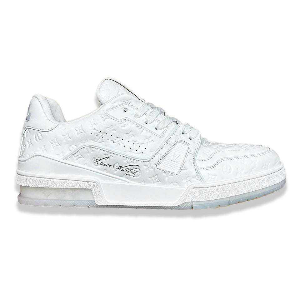 Louis Vuitton LV Trainer Sneaker ¨C Triple White Monogram Embossed Edition